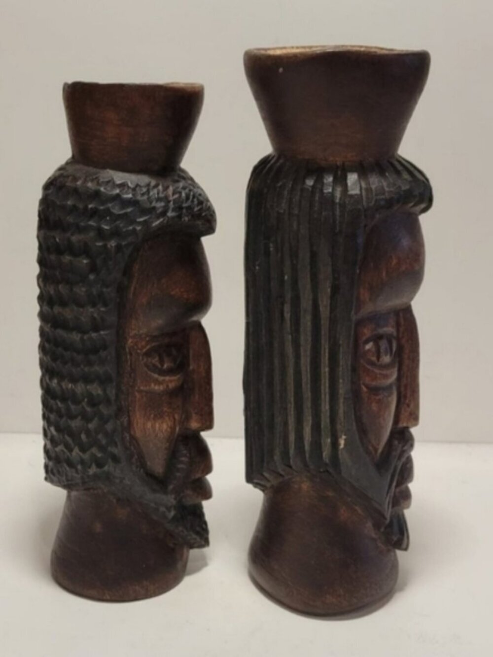 Tribal/Jamaican Bust Set Of 2 Decorative Dark Brown 7.5" - Picture 7 of 11